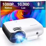 Proiettore Full HD 1080P Nativo, Ultimea Videoproiettore con 10000 Lumens, Proiettore Portatile Bluetooth, Mini Proiettore Compatibile con TV Stick/Laptop/HDMI/USB per Home Cinema Esterno