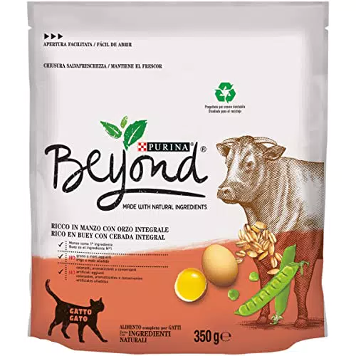 Purina Beyond Crocchette Gatto Manzo e Orzo Integrale, 8 Confezioni da 350 g