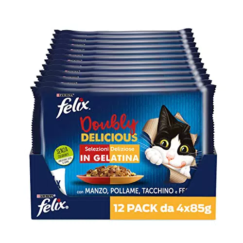 Purina Felix Le Ghiottonerie Doubly Delicious Cibo Umido per Gatti con Manzo e Pollame