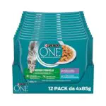 Purina One Indoor Filettini in Salsa Cibo per Gatti Vitello e Tonno, 48 buste
