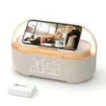 Radiosveglia Digitale con Ricarica Wireless, COLOUR Radio FM Sveglia con Allarme con Timer di Speaker Bluetooth Portatile, Display LED Regolabile