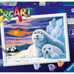 Ravensburger - CreArt Serie D: Foche sul Ghiaccio, Kit per Dipingere con i Numeri