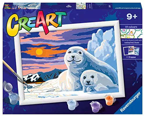 Ravensburger - CreArt Serie D: Foche sul Ghiaccio, Kit per Dipingere con i Numeri