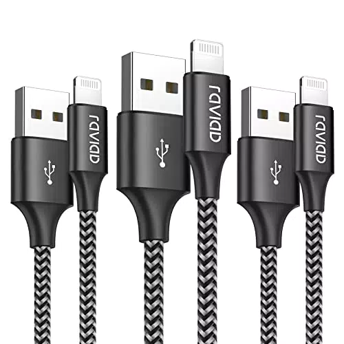 RAVIAD Cavo iPhone Caricabatterie iPhone Carica Rapida Nylon Cavo iPhone per iPhone 13/12/11/ X/XS/XS Max/XR/ 8/8 Plus/ 7/7 Plus/ 6s/ 6s Plus/ 6/6 Plus/ 5c/ 5s/ 5/ SE 2020 - Nero