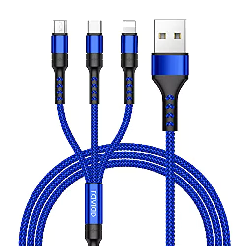 RAVIAD Multi Cavo di Ricarica, 3 in 1 Multiplo Cavetto Micro USB Tipo C Nylon Intrecciato Cavo di Ricarica USB per Samsung S10/S9/S8/S7