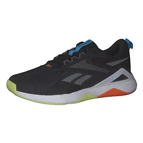 Reebok NANOFLEX TR 2.0, Sneaker Uomo, Core Black/Pure Grey 6/Smash Orange S23-R