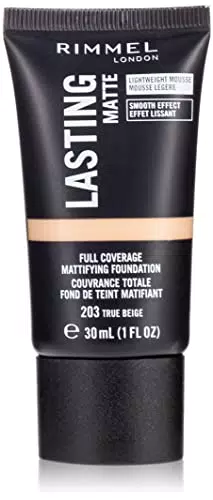 Rimmel London Lasting Matte Fondotinta Opacizzante, Alta Coprenza e Lunga Durata