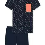 Schiesser Pigiama Corto, Cotone Organico Set, Blu Scuro