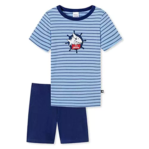 Schiesser Schlafanzug Kurz Set di Pigiama, Azzurro, 128 cm Bambino