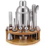 Set Cocktail Shaker con Supporto, Kit Barman Professionale da 750 ml da 12 Pezzi per Mescolare Bevande