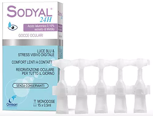 Sodyal 24 ore, Gocce Oculari Monodose, con Acido Ialuronico e Mirtillo