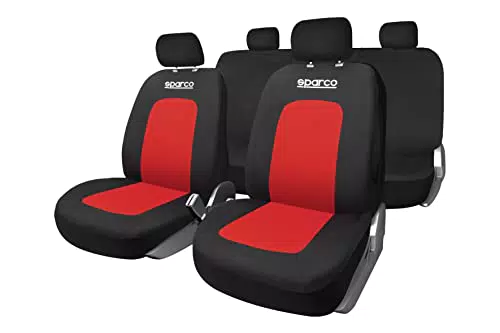 Sparco Set completo di coprisedili Sport Nero/Rosso universali