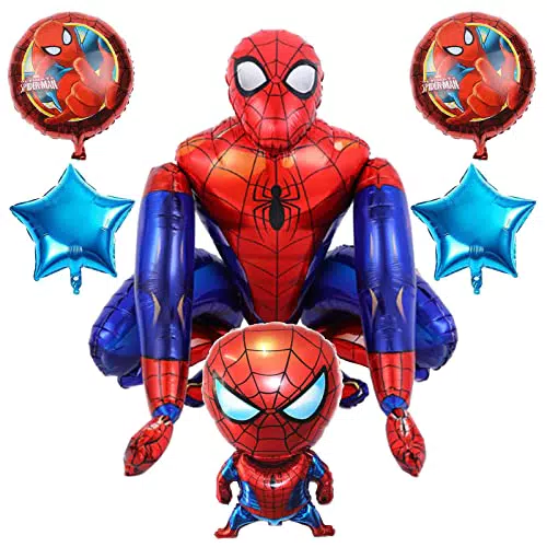 Spider-Man Palloncini Palloncini per feste per bambini Spiderman Spider-Man Palloncini Foil Palloncini in Lamina Foil Cartoon Feste di Decorazioni Palloncini 55 x 63 cm con Piccolo Palloncino