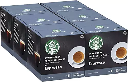 Starbucks Espresso Roast di Nescafe Dolce Gusto Caffè Espresso Dalla Tostatura Forte 6 Confezioni da 12 Capsule