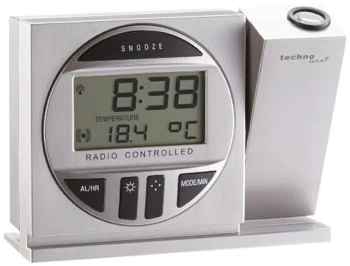 Technoline Sveglia a proiezione, 123 x 36 x 91 mm, argento