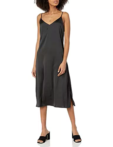 The Drop Ana Abito sottoveste, con scollo a V, effetto seta da Donna