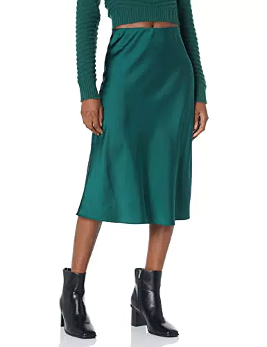 The Drop Maya, Gonna Sottoveste, Effetto Seta da Donna, Verde Trek, M