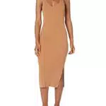 The Drop Yasmin Vestito Midi a Costine, Terra, XXS