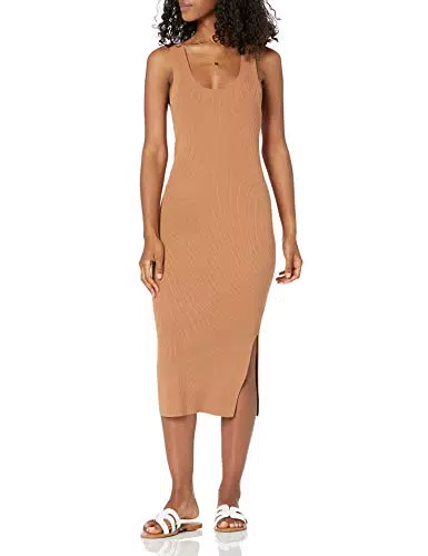 The Drop Yasmin Vestito Midi a Costine, Terra, XXS