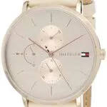 Tommy Hilfiger Orologio Analogico Multifunzione al Quarzo da Donna con Cinturino in Pelle Beige - 1781948