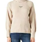 Tommy Jeans Tjw Rlxd-Maglione a Tartaruga Pullover, Stony Beige