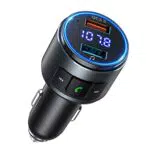 Trasmettitore FM Bluetooth 5.0, FM Trasmettitore per Auto Radio Adattatori Vivavoce Car Kit MP3 Audio Lettore Caricabatterie Auto con QC 3.0 o 5V/2.4A