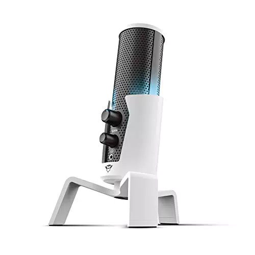 Trust Gaming 4-in-1 Microfono Streaming per PlayStation 5 GXT 258W Fyru - USB Microfono a Condensatore per Studio e Registrazione Professionale