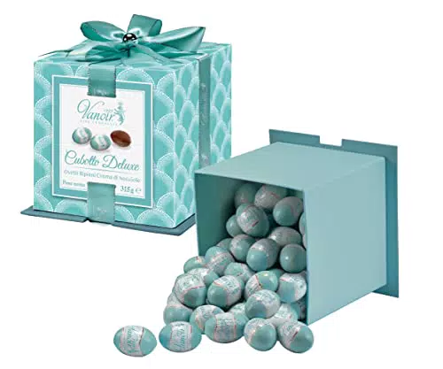 VANOIR Cubotto Deluxe Vanoir, Scatola Cioccolatini a Forma di Ovetti Pasquali Ripieni Con Crema di Nocciola