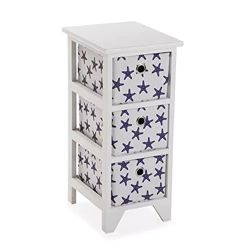 Versa Starfish Mobile per il Bagno, Arredo Bagno, Cassettiera con 3 Cassetti per Organizzare
