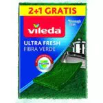 Vileda Ultra Fresh Fibra Verde Spugna, Formato 2+1