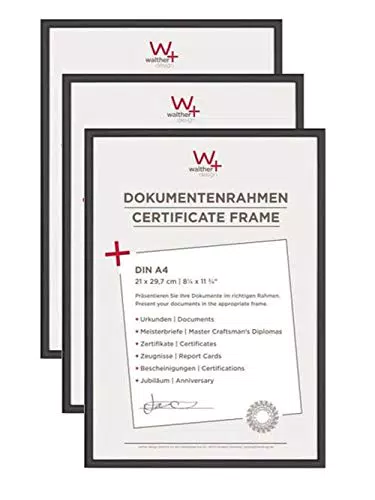 Walther Design New Lifestyle Cornici Foto, Confezione da 3, Nero, 21 x 29,7 cm