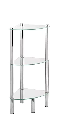 WENKO Exclusiv scaffale angolare per il bagno e la casa Yago - 3 ripiani in vetro