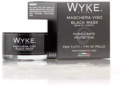 WYKE.MILANO - BLACK MASK, Maschera Viso Punti Neri, aggiunta di bava di lumaca