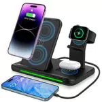 ZOVHYYA 4 in 1 Caricatore Wireless 15W Ricarica Wireless Caricabatterie con adattatore 18W QC 3.0 Senza Fili Conveniente Ordinato Compatibile iPhone Android iWatch AirPods