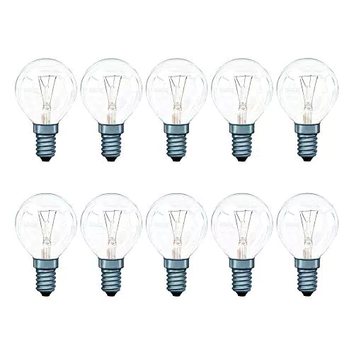 10 lampadine a incandescenza a goccia, 40 W, E14, trasparenti