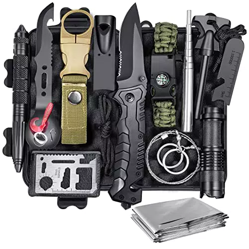 13 in 1 Kit di Sopravvivenza, Kit Professionale di Sopravvivenza di Emergenza con Accessori da Campeggio