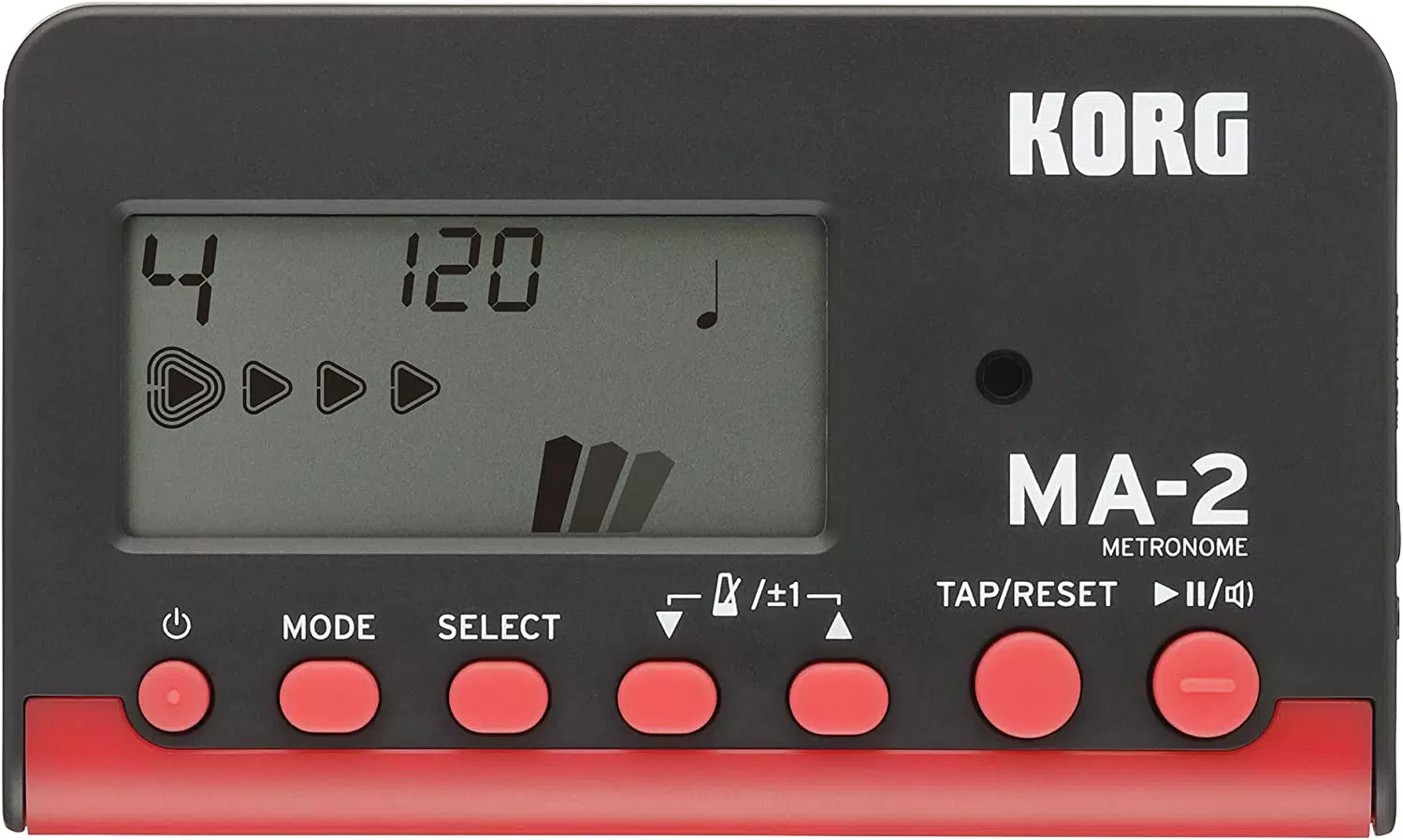 Korg MA-2 LCD Metronomo Digitale Compatto, Nero/Rosso