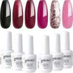 Elite99 Smalto Semipermanente per Unghie Gel UV LED Smalto gel color vino rosso/nero/rosa/oro rosa 6 Colores Gift Set per Manicure Semipermanente Nail Polish Gel Smalti in Gel per Unghie Soak Off 15ml
