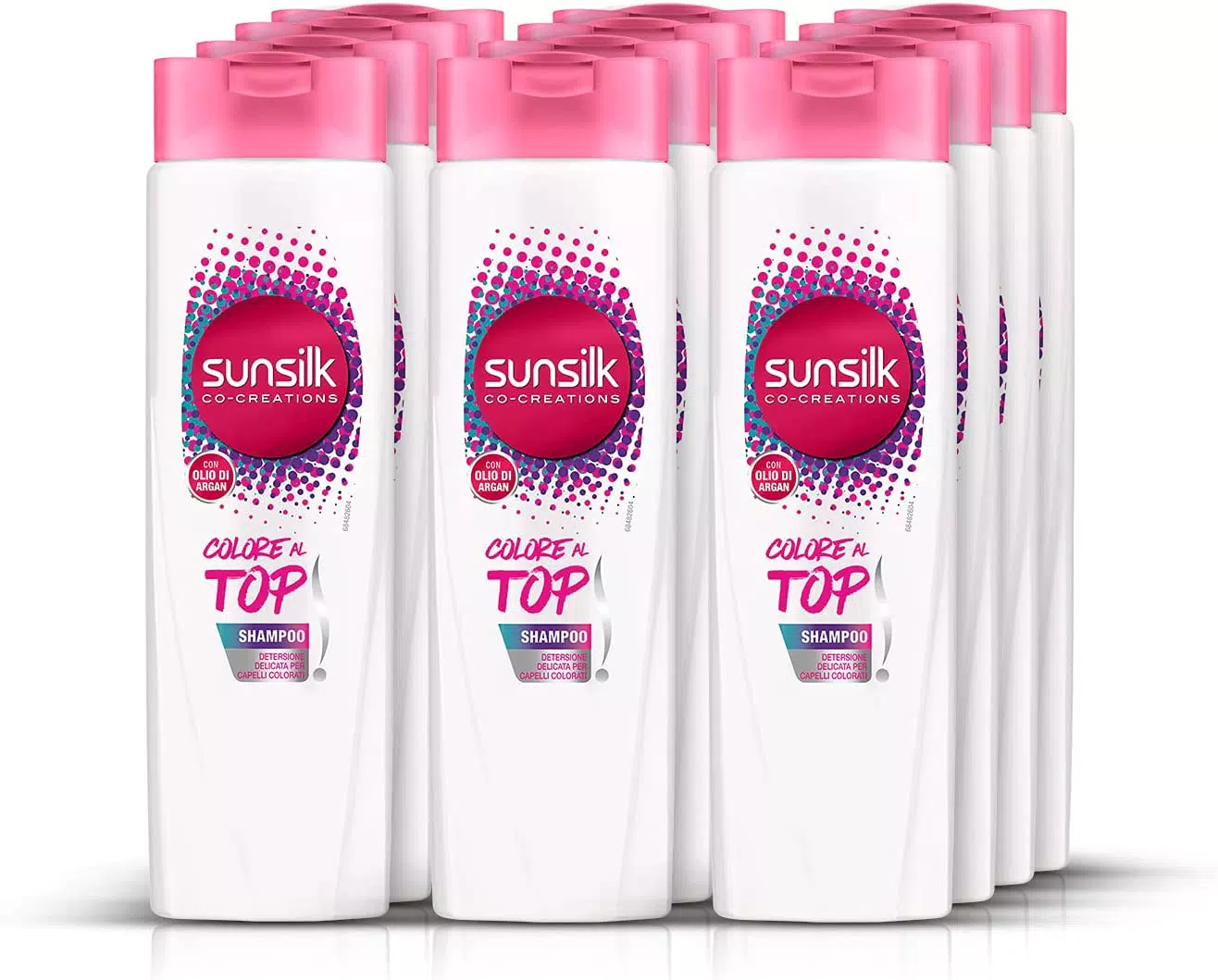 SUNSILK Shampoo Colore al Top, Detersione Delicata Per Capelli Colorati Megapack da 12x 220ml