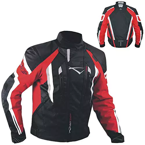 A-Pro Giacca Cordura Moto Tessuto Impermeabile Sport Touring Sfoderabile Rosso L