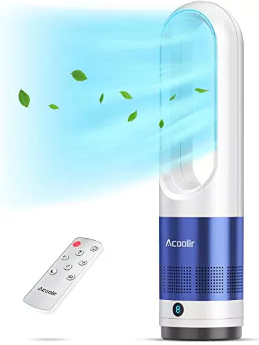 Acoolir Ventilatore a Torre, Ventilatore a Colonna Sicuro Senza Pale con Telecomando