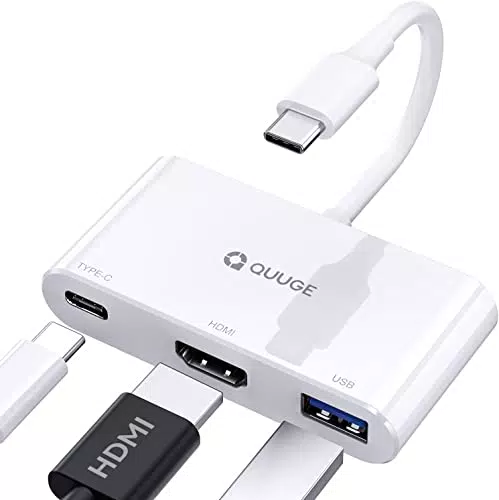 Adattatore USB C HDMI 3 in 1-QUUGE Multiporta Adattatore USB C to HDMI Ultra Sottile