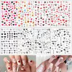 Adesivi Unghie Cuori Love 8 Fogli 3D Nail Stickers Unghie Nail Art Colore Misto Autoadesivi Fai da Te Decorazioni per Donna Ragazze Bambini Bellezza Trucco Ragazze Decorazione San Valentino