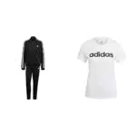 adidas Essentials, Tuta Sportiva Donna, Nero Bianco