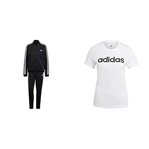 adidas Essentials, Tuta Sportiva Donna, Nero Bianco
