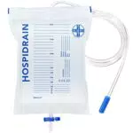 AIESI Sacche per urina da letto 2 litri tubo 120 cm con rubinetto di scarico a croce e valvola antireflusso HOSPIDRAIN
