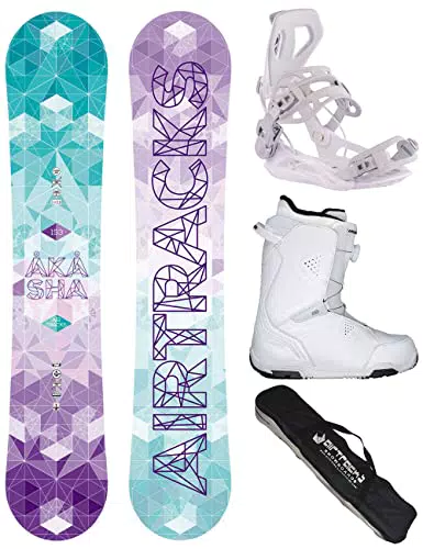 Airtracks Snowboard Set Tavola Akasha Zero Rocker Donna 147 + Attacchi Master W + Scarponi Master QL W 40 + SB Bag