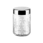 Alessi AKK37 Barattolo Ermetico in Vetro Serigrafato con Coperchio in Acciaio Lucido