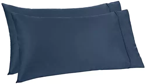 Amazon Aware - Set di federe in 100% cotone organico 300 fili 50 x 80 cm, blu navy, confezione da 2 pezzi