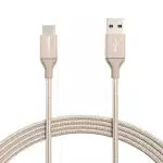 Amazon Basics Cavo maschio USB da tipo C a tipo A 2.0 in nylon intrecciato doppio, 3 m, oro